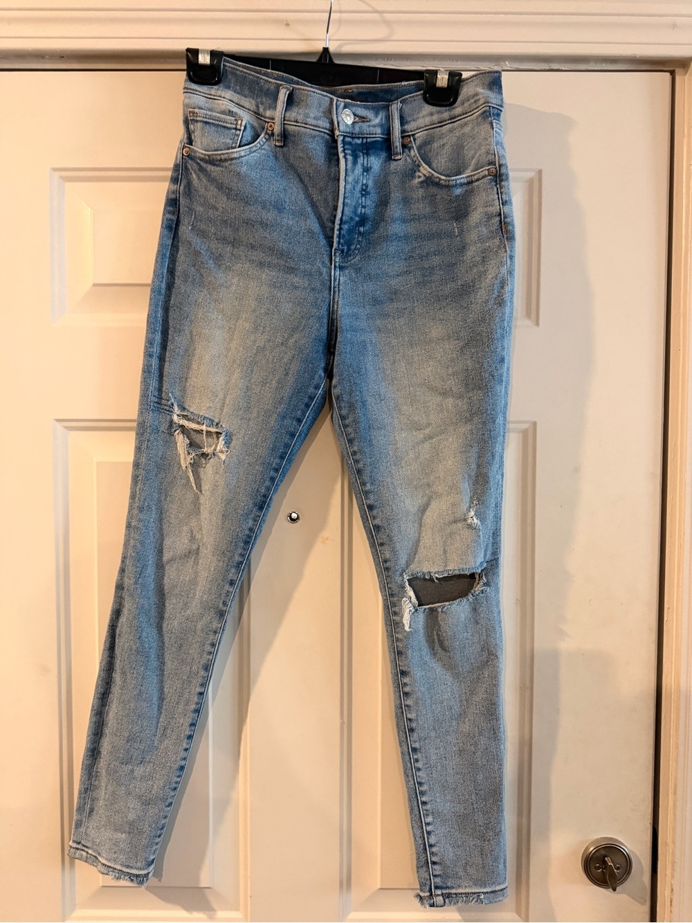 Express Light Blue Skinny Distressed Jeans